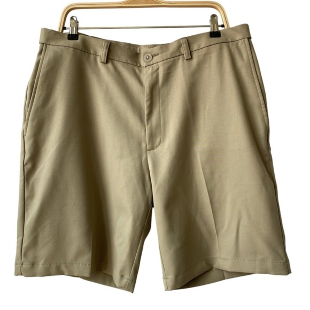 Haggar Cool 18 Pro Flex Waist Golf Shorts Men 36 Tan Performance Preppy Outdoor